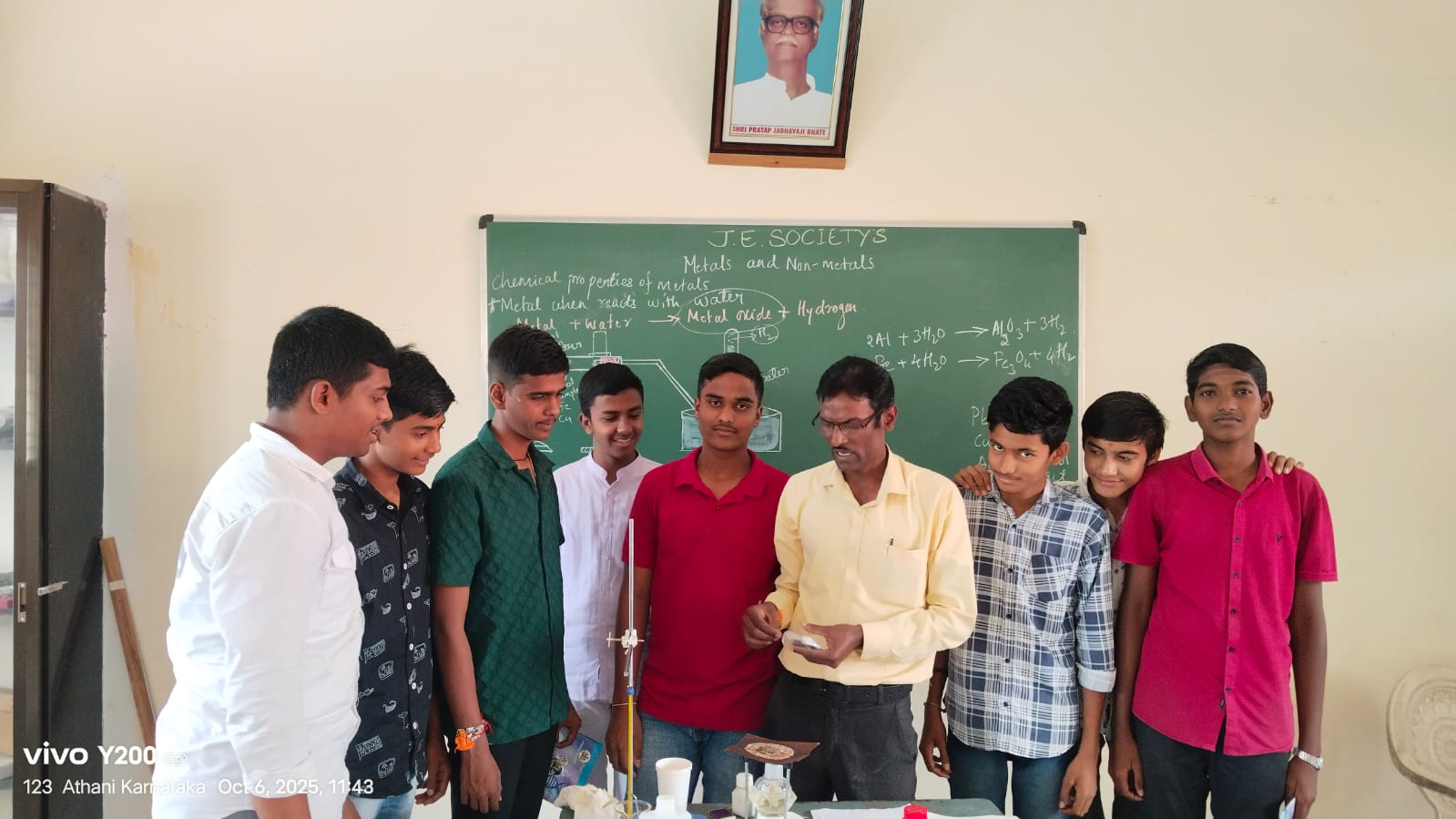 Boys group in science lab